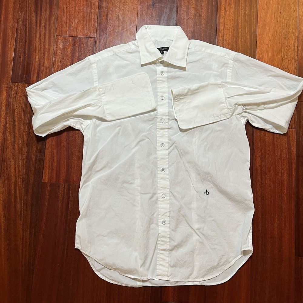 Rag & Bone Shirt Mens XS Extra Small Solid White French Cuff Cotton Preppy